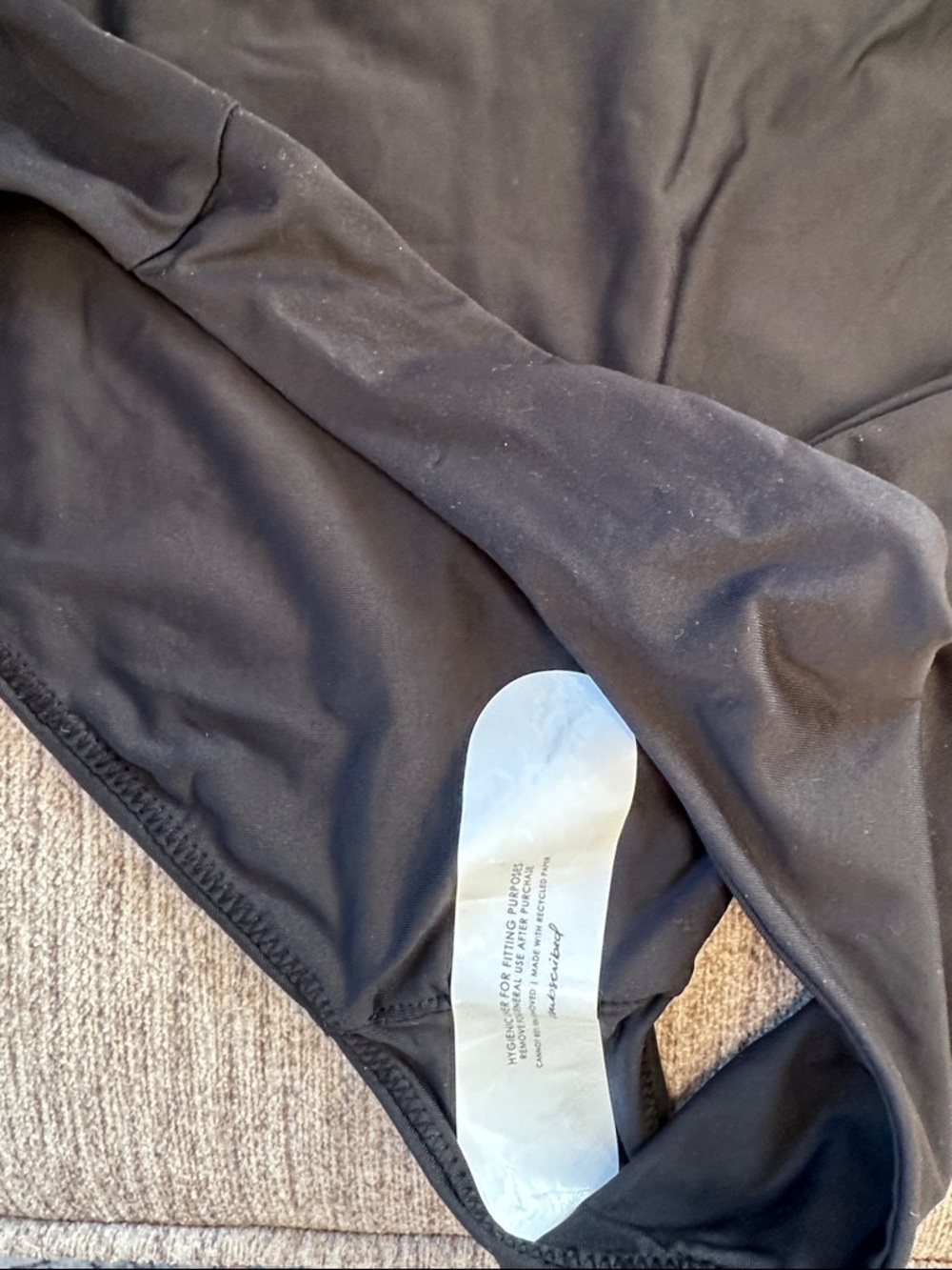 Unsubscribed Black Minimal Bikini Bottom with back rushing size Large. NWT - Picture 4 of 6